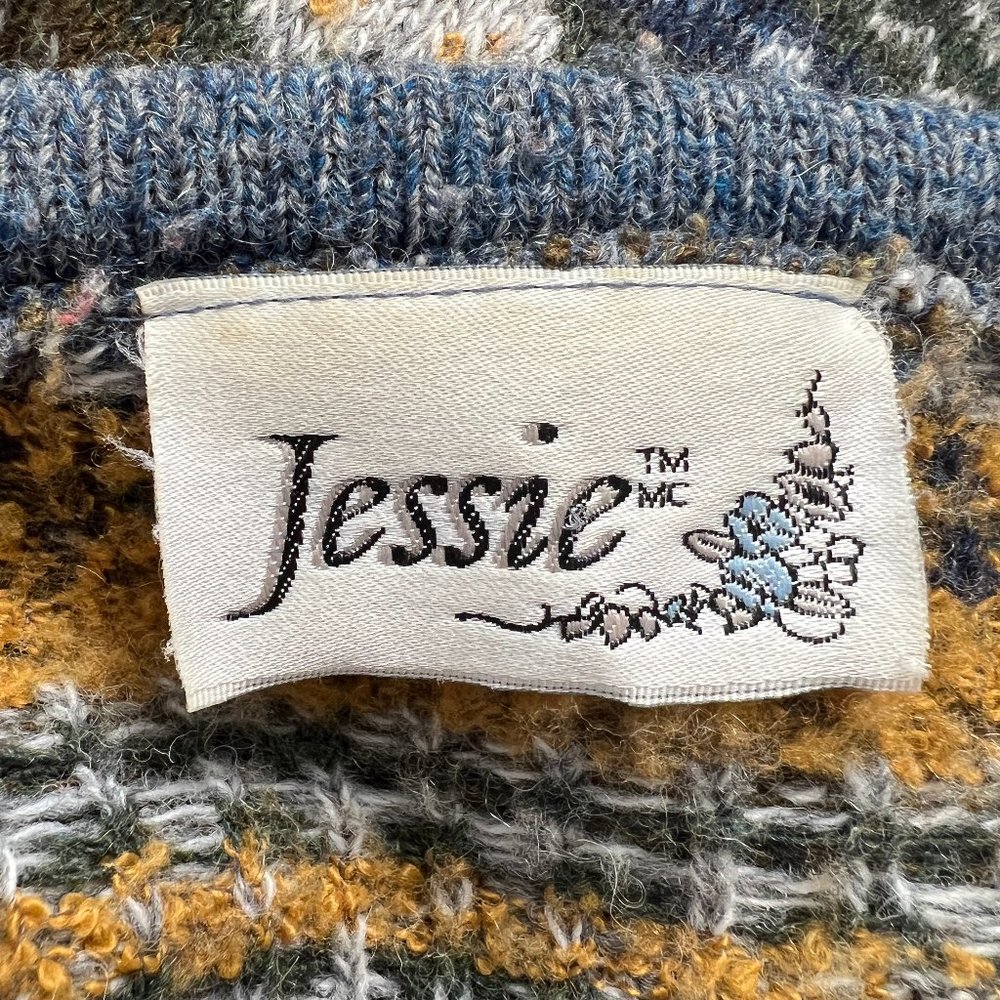 Vintage Fair Isle Knit Oversized Long Cardigan Sweater Scandinavian Cozy 90s Y2K - Picture 5 of 7